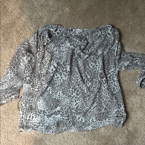 Jennifer Lopez Gray Animal Print Blouse